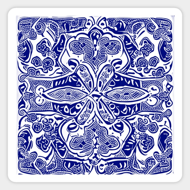 Paisley Print - Lapis Blue Aesthetic Magnet by BubbleMench